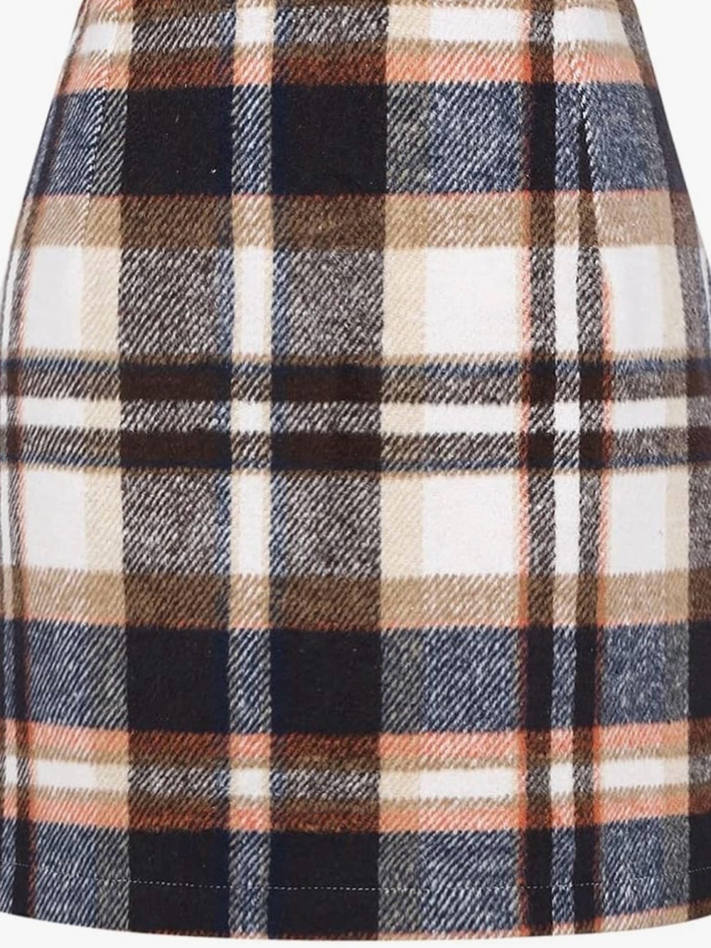 Plaid Mini Skirt in Cream, Navy & Brown